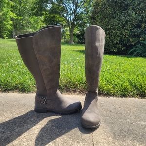 Torrid Tall Riding Boots Zip Up Stretch Buckle Size 7.5W